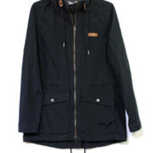 Columbia Black Anorak Windbreaker Jacket Size Med Full Zip Cotton Blend Women's